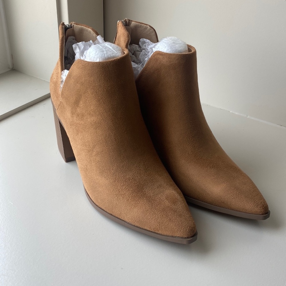 Faux suede ankle boots, size 8
